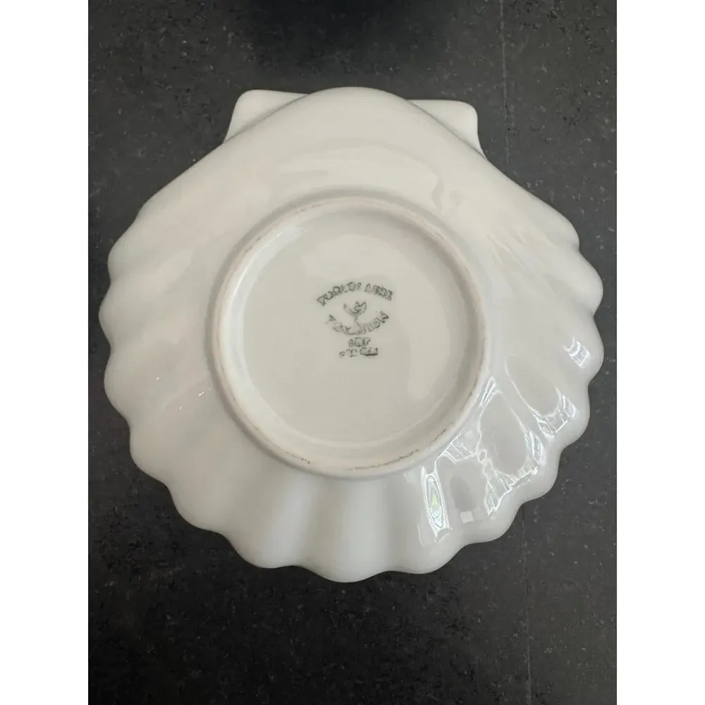 Vintage French Limoge Porcelain White Shell Dish or Bowl Set (4)